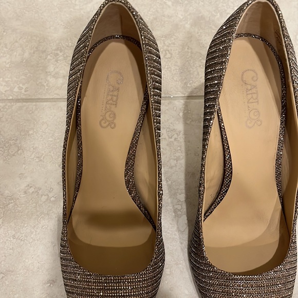 Carlos Santana Posy 4” heels metallic gold & silver shimmer fabric size 7 1/2 - Picture 8 of 11